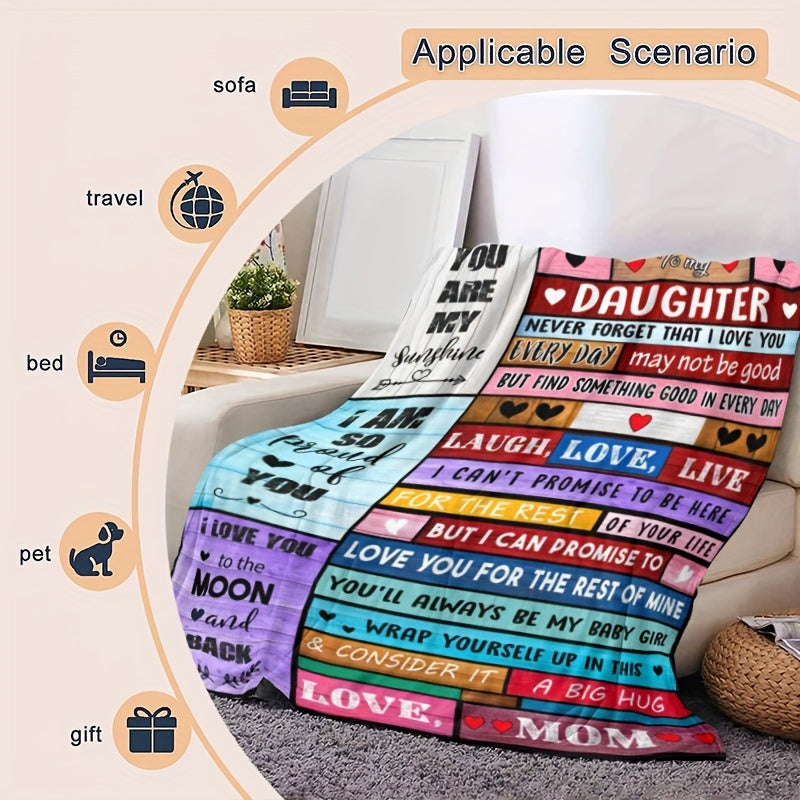 To My Daughter Print Blanket Soft Throw Blanket For Sofa, Bed And Travelling