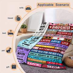 To My Daughter Print Blanket Soft Throw Blanket For Sofa, Bed And Travelling