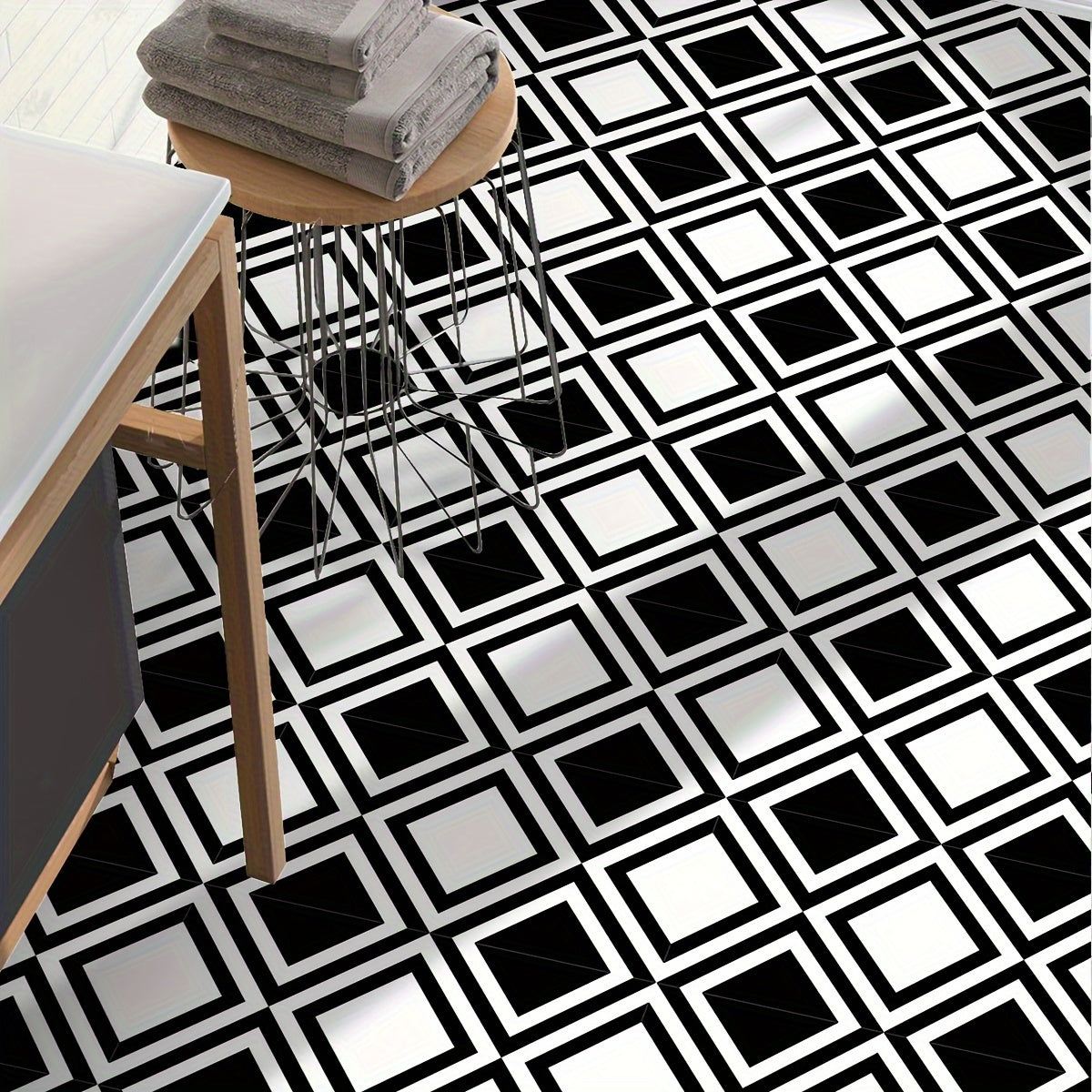 12pcs Moroccan Style Polygon Floor Tile Stickers