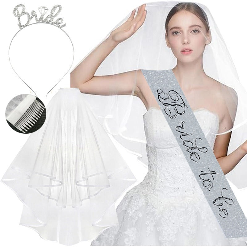 Bachelorette Party Bridal Crown Veil Set