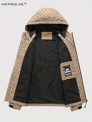Men's Monogram Lightweight Hooded Windbreaker Jacket Coat