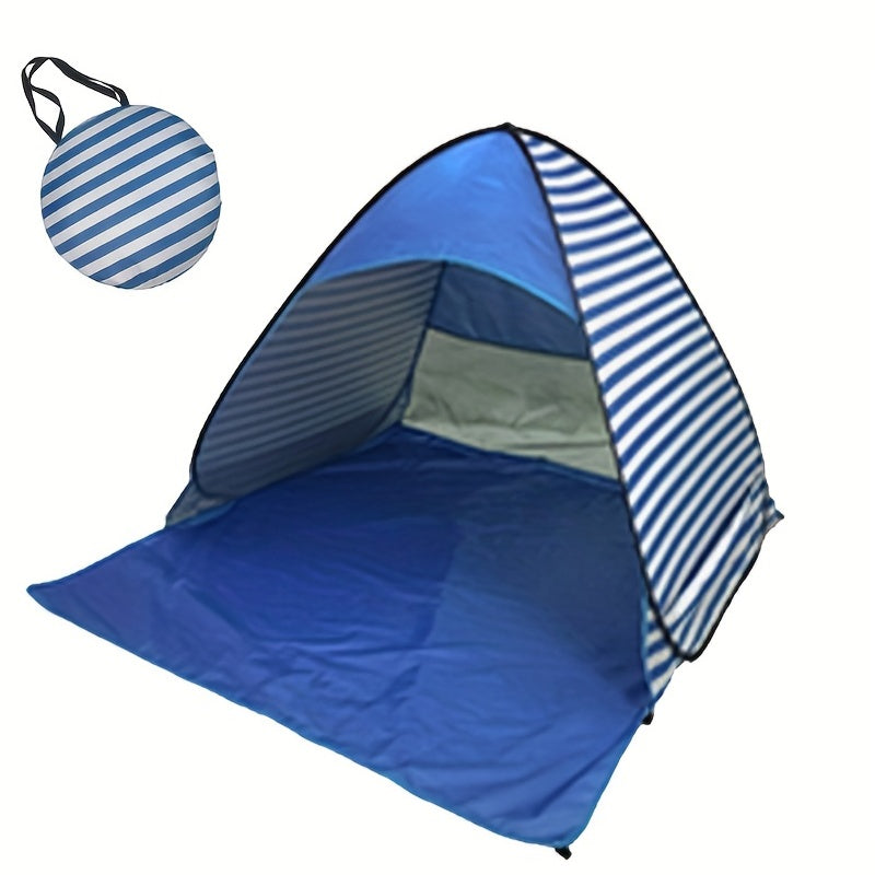 Portable Beach Shade Tent For 2 People Quick Opening Stripe