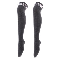 Striped Trim Thigh High Socks Over The Knee Stockings