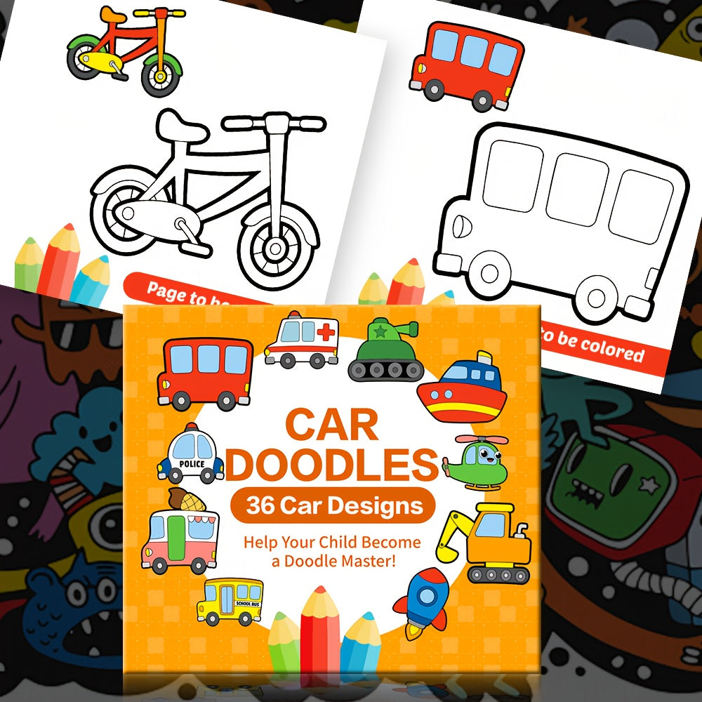 Kids' Car Doodle Activity Book with 36 Designs