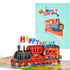 7.9x5.9 Inch Pop Up Happy Birthday Card - 3D Train Postcards