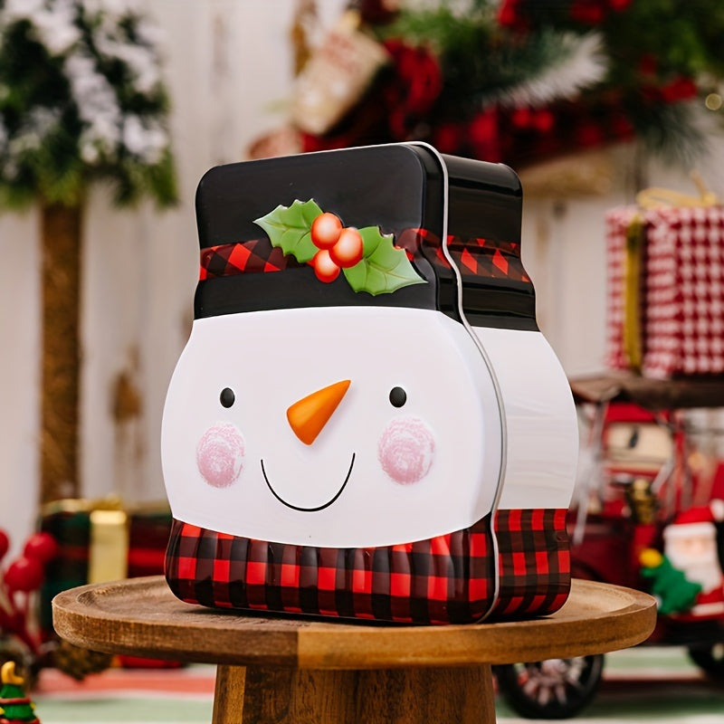 Christmas Gingerbread Man Cookie Box Snowman Tin Box