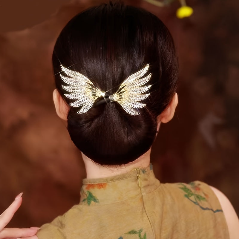 Glitter Wings Headband Elastic Bun Maker Girls Princess Style Hair