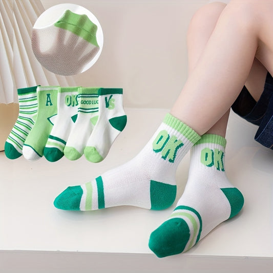 5pairs Children's Cotton Socks Breathable Boys Girls Summer Baby Mesh Stockings