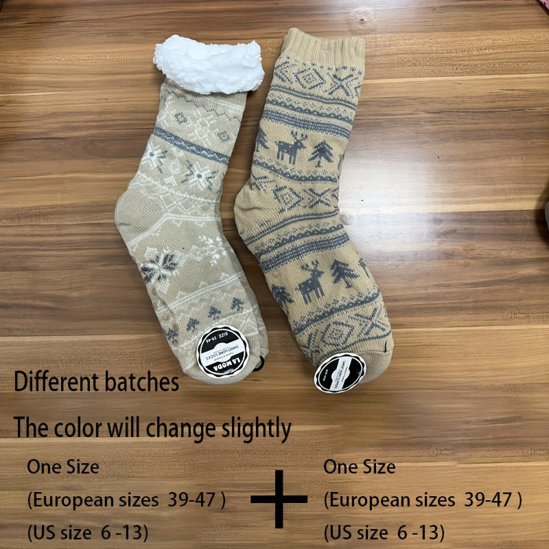 2 Pairs Thickened Home Socks for Autumn/Winter - Christmas Casual Floor Socks
