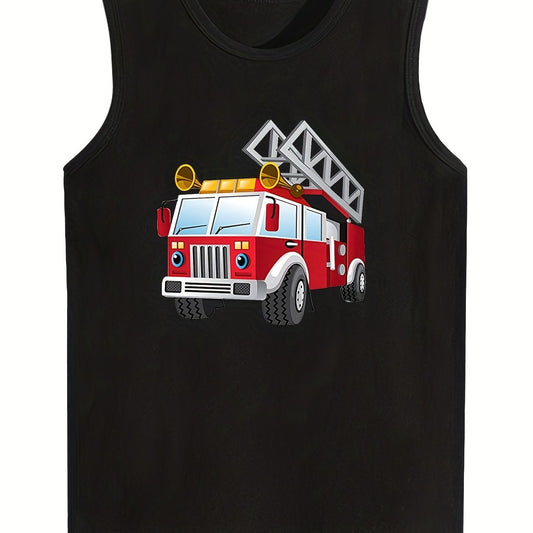 Boys Fire Truck Sleeveless Tank Top