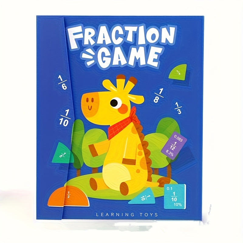 Children's Magnetic Fractions Learning Math Toy Wooden Fraction Book Set