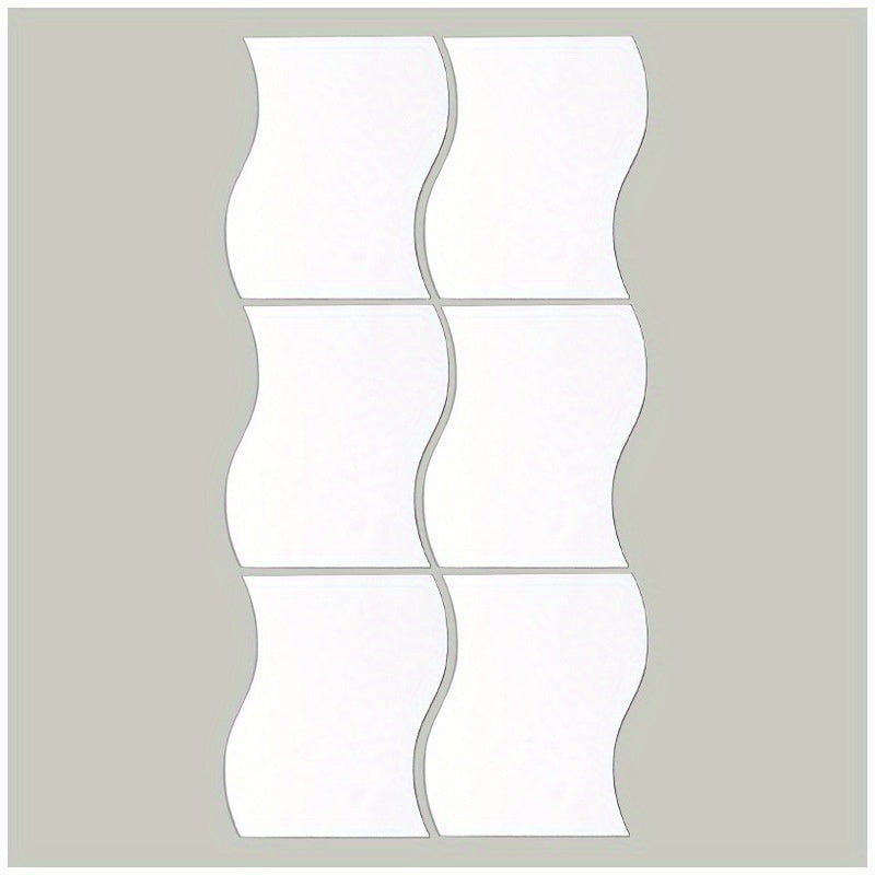 6pcs 3D Wavy Mirror Wall Stickers DIY Home Decorative Acrylic Mirror Wall Decor