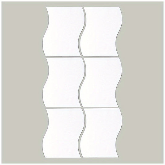 6pcs 3D Wavy Mirror Wall Stickers DIY Home Decorative Acrylic Mirror Wall Decor