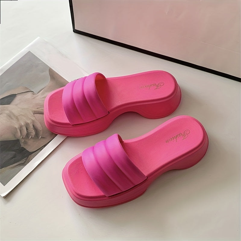 Women's Open Toe Thick Sole Slides Beach Slippers