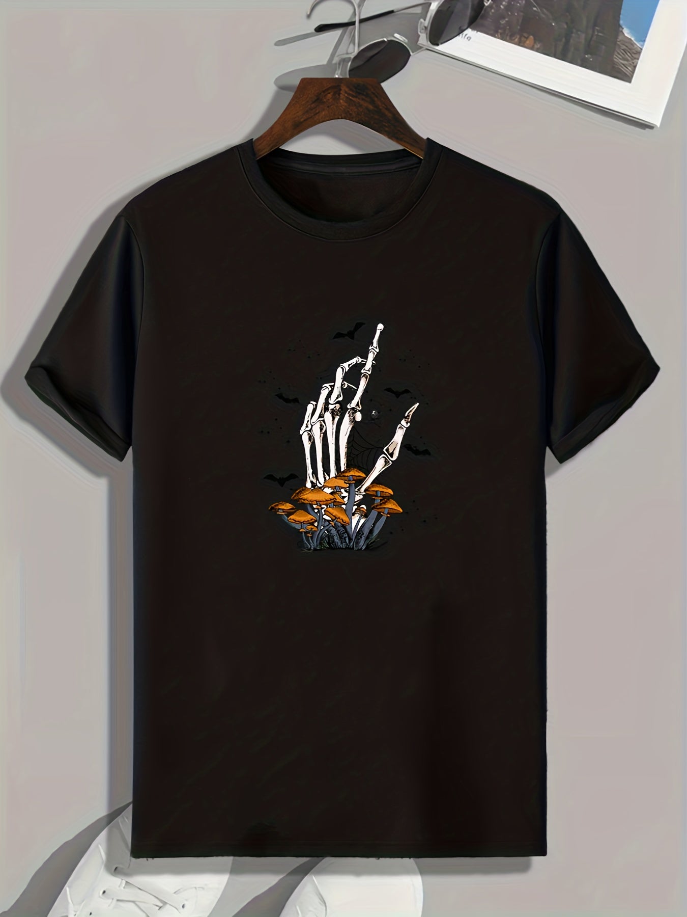 Skull & Mushroom Pattern T shirt - Men's Short Sleeve Top