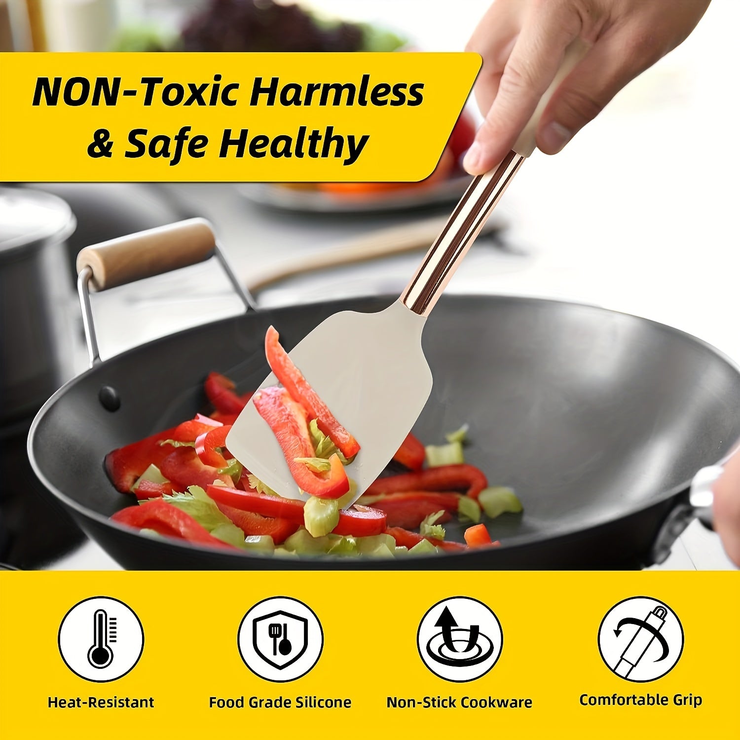 4pcs Silicone Kitchen Utensils Set Heat Resistant Non-stick Cooking Spatul