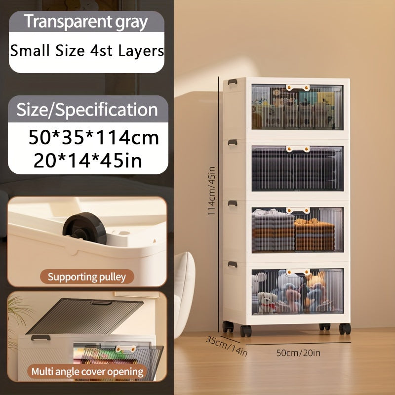 Large Plastic Storage Box With Wheels Stackable Lid Bedroom Living Room Kitchen