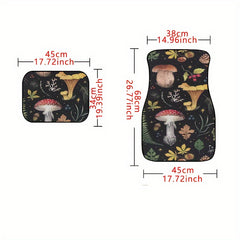 Set of 4 Mushroom Pattern Car Floor Mats