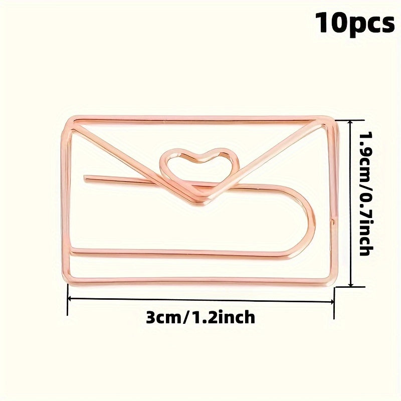 10pcs Metal Paper Clips Creative Golden Paper Clips