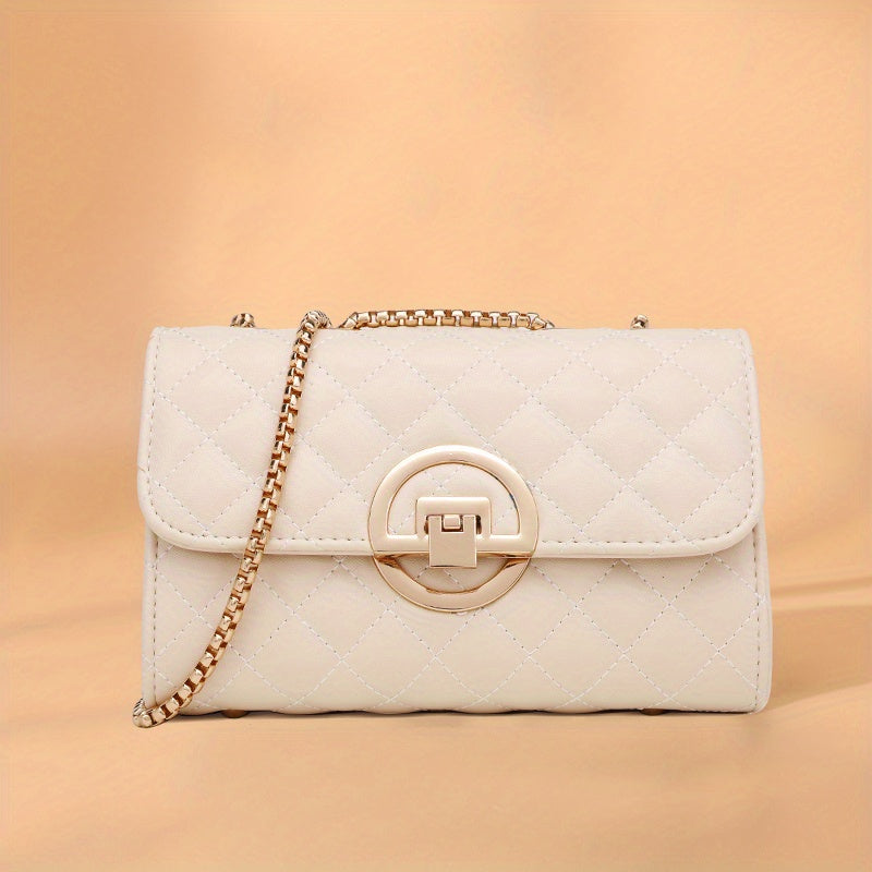Stylish Crossbody Bag Leather Small Square Bag Chain Women's Bag
