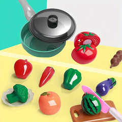 Kitchen Cooking Toy Set for Kids - Pretend Play Fruit Cutting Toy
