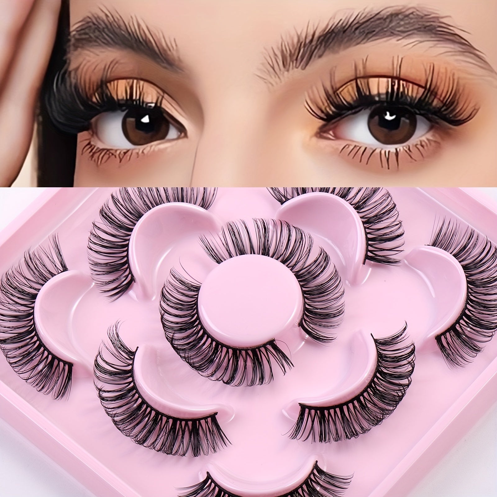 5 Pairs Faux Mink Lashes DD Curl Natural Volume False Eyelashes