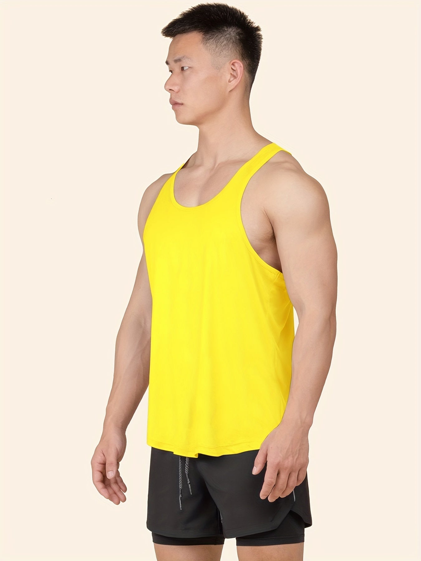 Men's Solid Tank Top Quick Dry Stretch Sleeveless Shirt