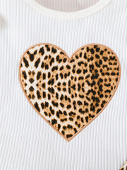 2pcs Baby Girl Leopard Print Romper & Briefs Set