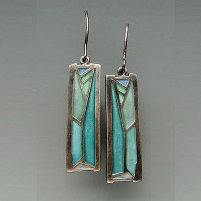 Turquoise Gemstone Stud Earring with Zircon Inlay