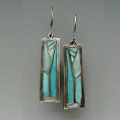 Turquoise Gemstone Stud Earring with Zircon Inlay