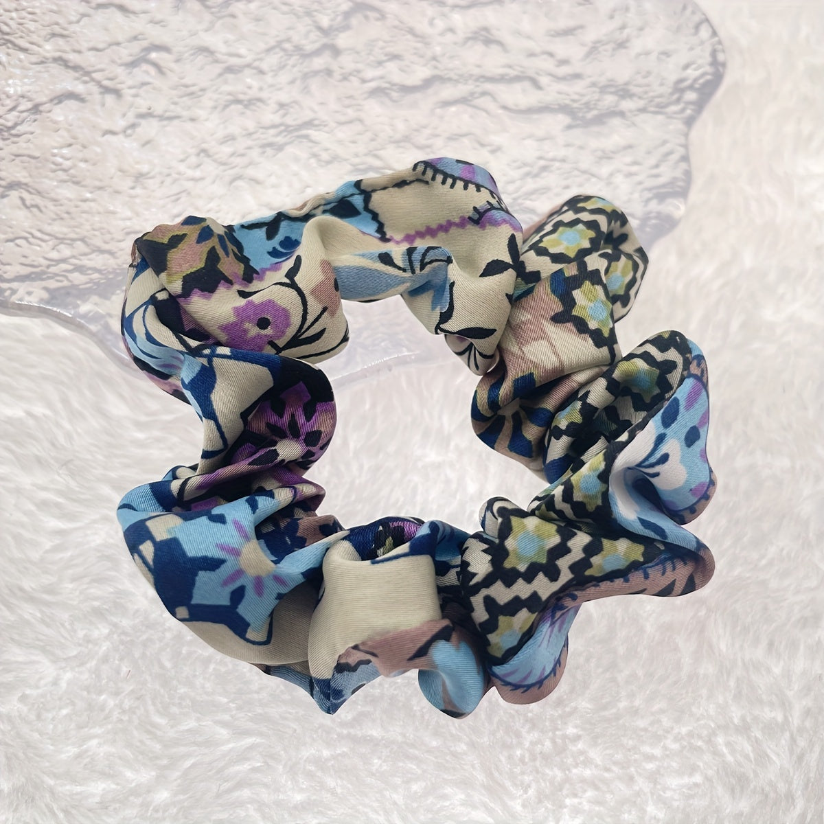 Boho Flower Print Hair Tie Elastic Ponytail Holder Women Girls Accessories