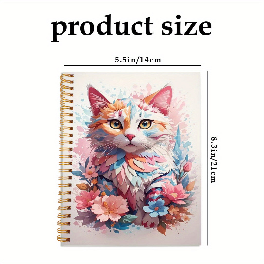 Vibrant Cats and Flowers Notebook 13.97x21.08 cm