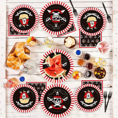 20pcs 17 Party Paper Plates Pirate Theme Party Tableware Set