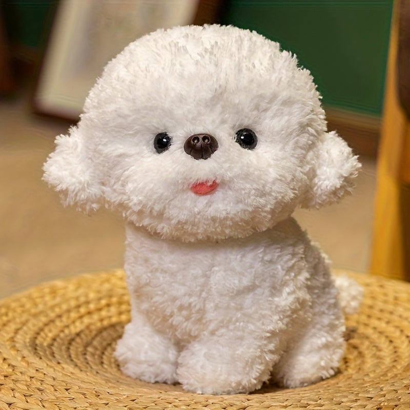 Bichon Frise Plush Toy Realistic Cartoon Dog Animal Gray