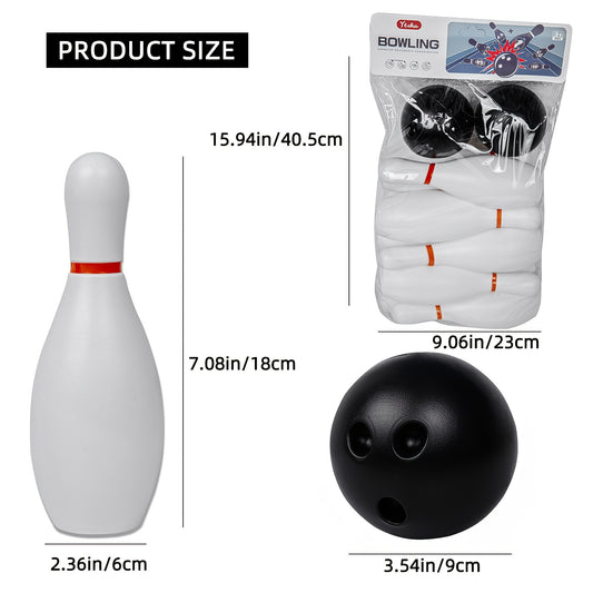 Bowling Ball Toy Set 10 Bottles 2 Balls Classic Style Large Size