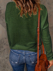  Solid Long Sleeve Round Neck Sweater Women's Casual Jumper