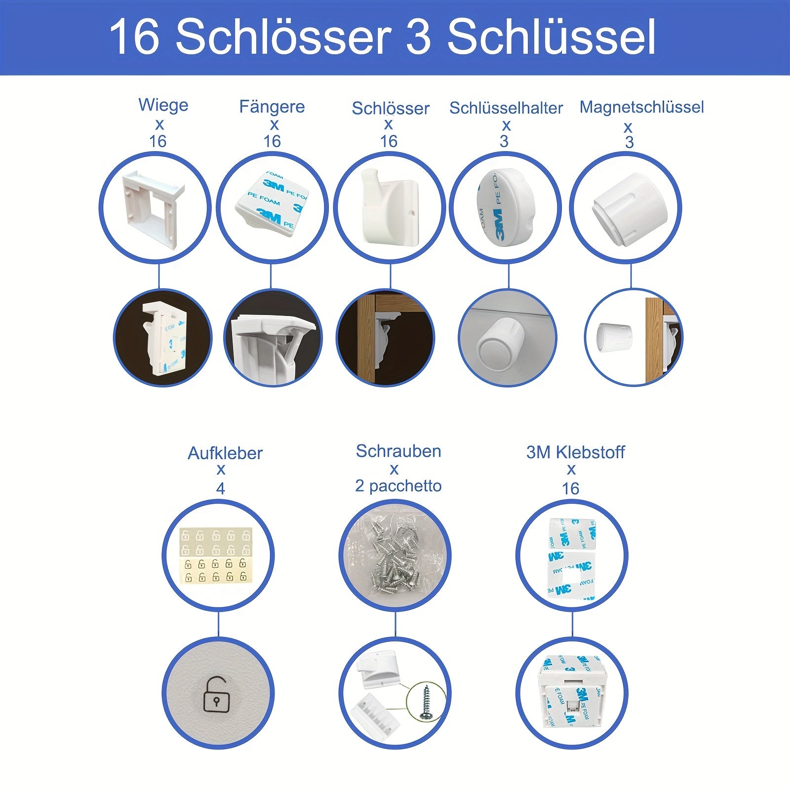 Magnetic Cabinet Locks Child Proof Safety Latches for Drawer Cupboard