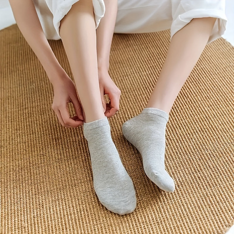 5 Pairs Soft & Lightweight Solid Ankle Socks Women's Stockings & Hosiery