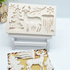 3D Deer Silicone Mold Winter Elk Candy Fondant Mold DIY Cake Decorating