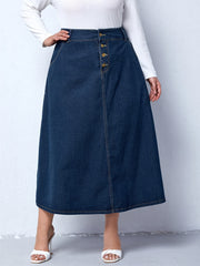  Preppy Denim Skirt High Rise Loose Fit With Pockets