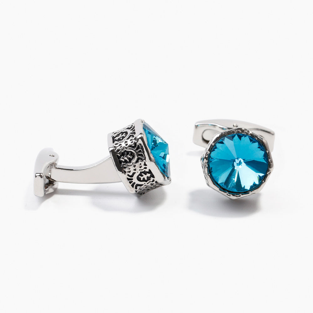 Colorful Crystal Hexagonal Cufflinks Retro Cuff Links For Men