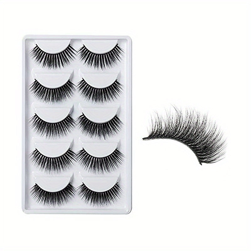 5 Pairs Long Crossed 3D Natural False Eyelashes