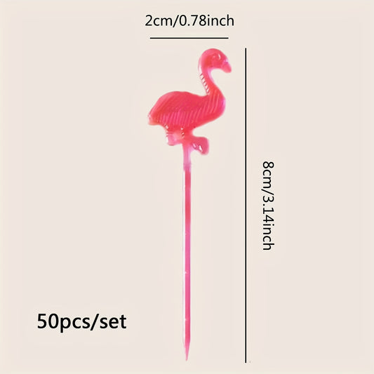 50pcs Fruit Fork Butterfly Pick Flamingo Toothpick