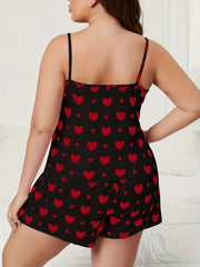 Heart & Polka Dot Cami Top & Shorts Set