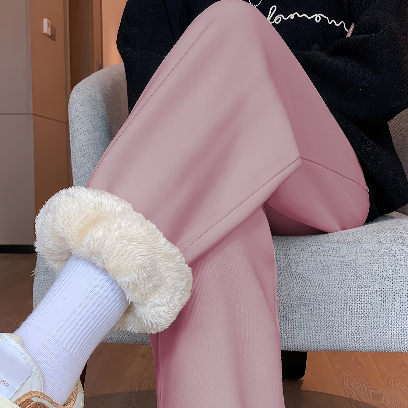 Women's Plus Size Fleece Lined Elastic Drawstring Joggers