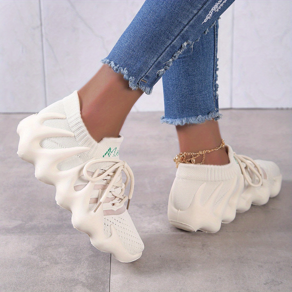 Women's Plaid Pattern Sneakers Low Lace Up Mesh Shoes