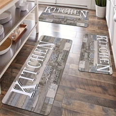 Vintage Kitchen Mat Wooden Striped Print Carpet Polyester Rug