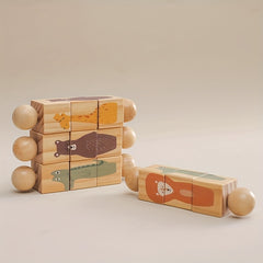 Colorful Wooden Animal Shape Matching Puzzle with Rotating Rattle
