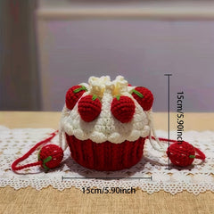 Woven Material Bag Cake Bag Crochet Handbag Grey Wine Red