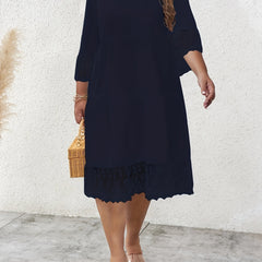  Dress Women's Plus Solid V Neck Smock Maxi Dress